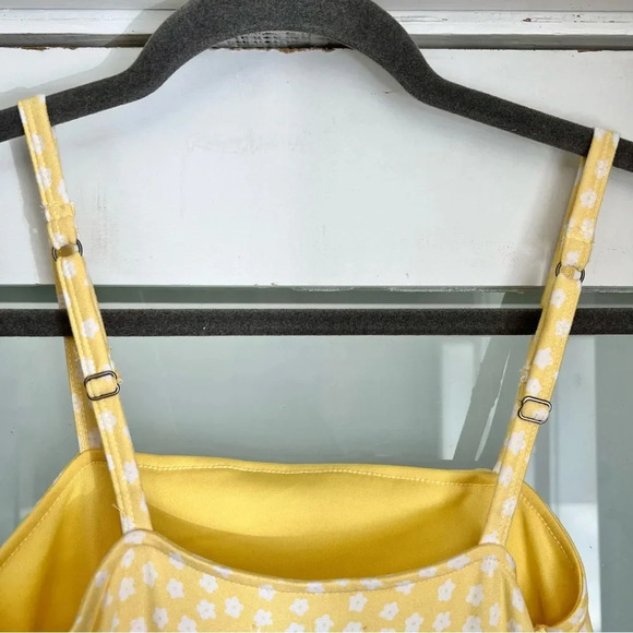Hollister Yellow Cinched Floral Side Slit Midi Sun Dress Summer Spring Size XS - Picture 12 of 15